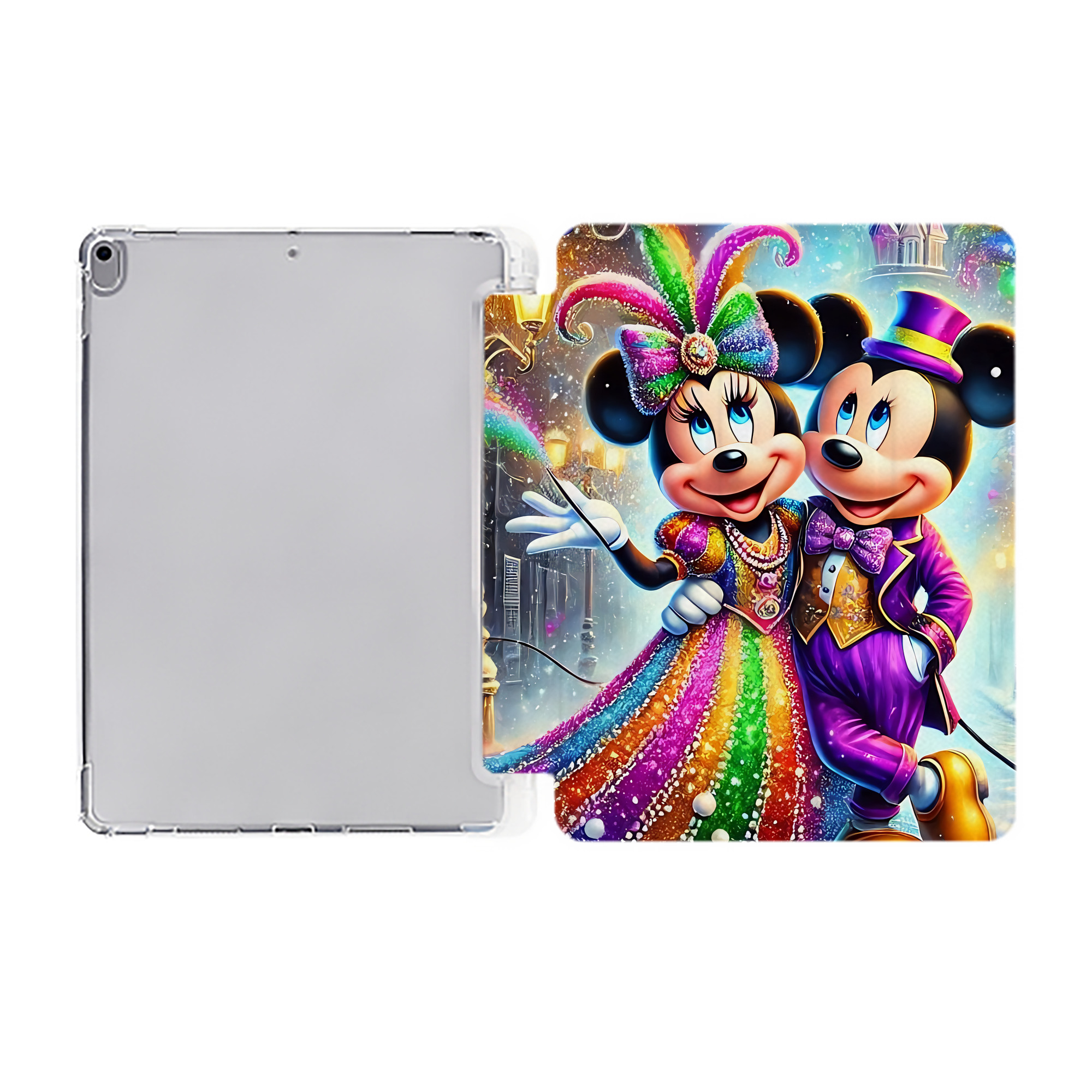 （画像用） ミッキーマウス Mickey Mouse IPad ケース ペン収納付き 三つ折りスタンド PUレザー×シリコン 対応機種9.5/10.5/10.9インチ